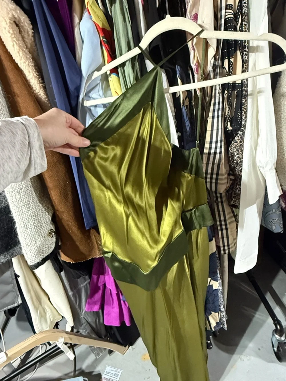 Reformation Olive Satin Halter Maxi Dress - Picture 5 of 5